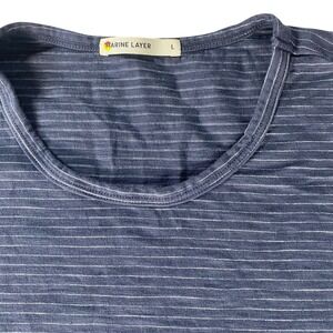 Marine Layer Mens Large Blue‎ White Striped T-Shirt Short Sleeve Casual USA